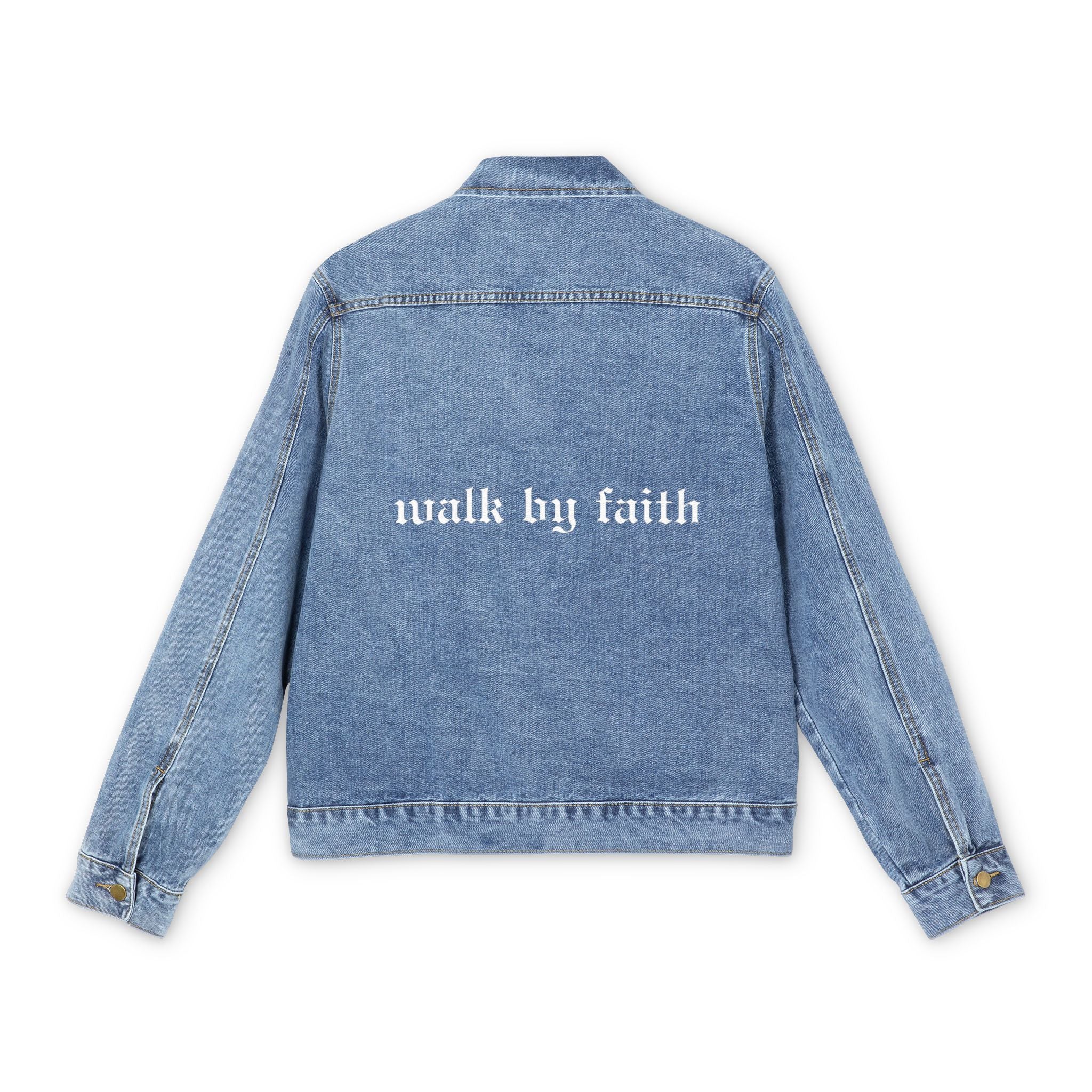 Limited-Edition "Walk By Faith" Oversized Vintage Blue Jean Jacket